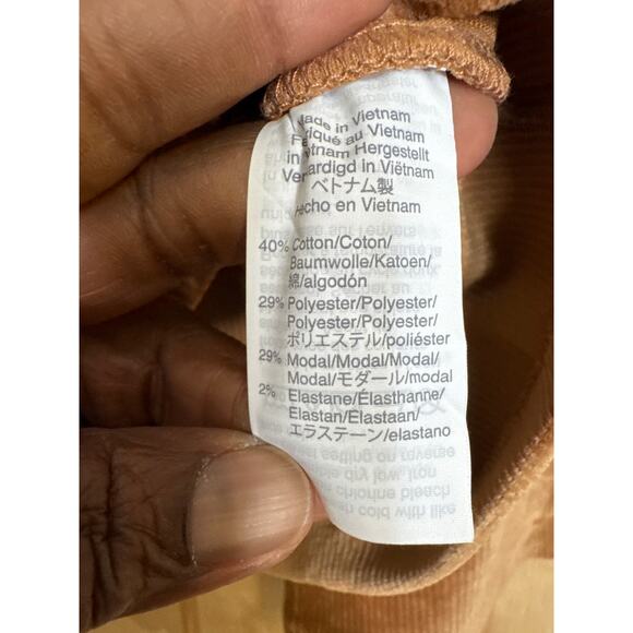 Madewell Texture & Thread Corduroy Swing Top XS Mustard Bell Sleeve Mockneck - Picture 8 of 8